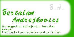 bertalan andrejkovics business card